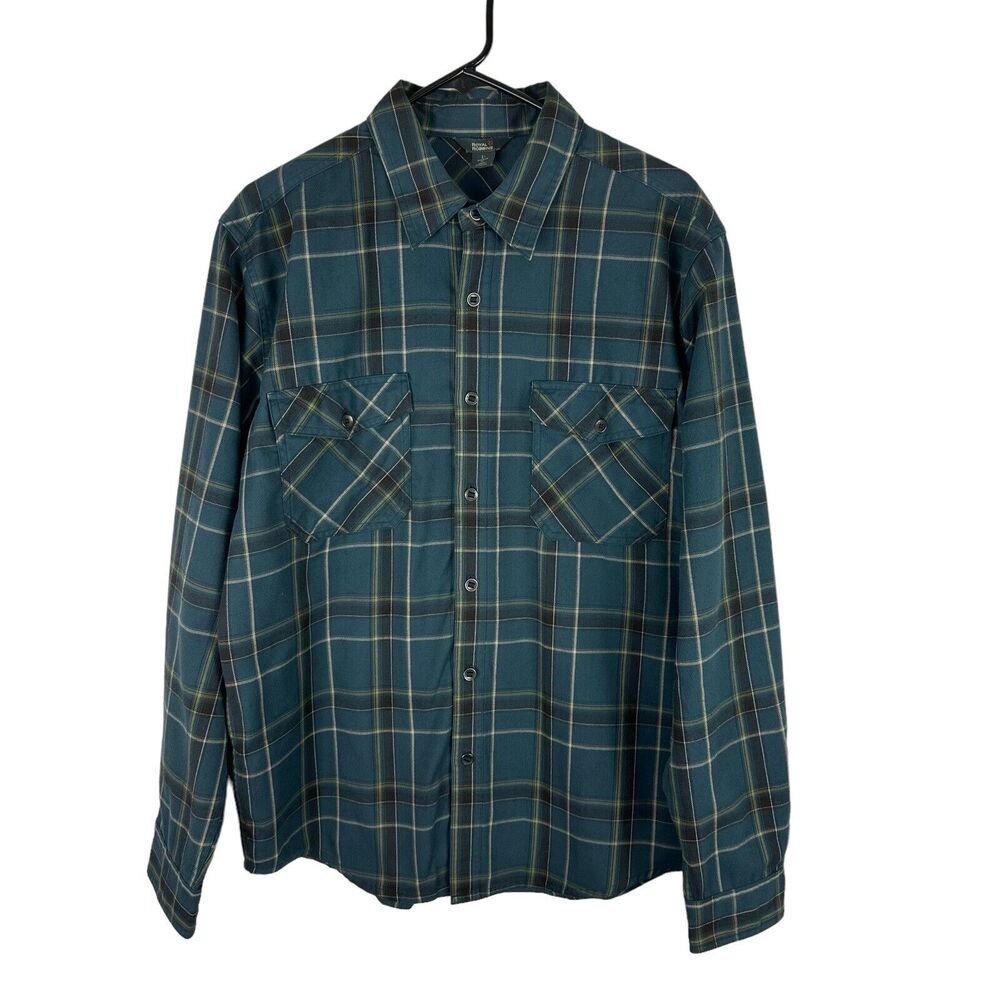 Royal Robbins Shirt Mens Large Outdoor Camp Gorpcore Button Up Blue Green Plaid